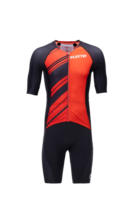 Playtri Men's Sleeved Tri Suit Black/Red