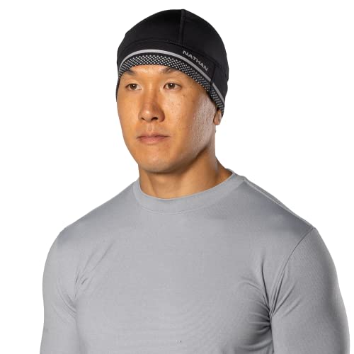 Nathan Men's Hyper Night Reflective Beanie One Size Black/Geo Print