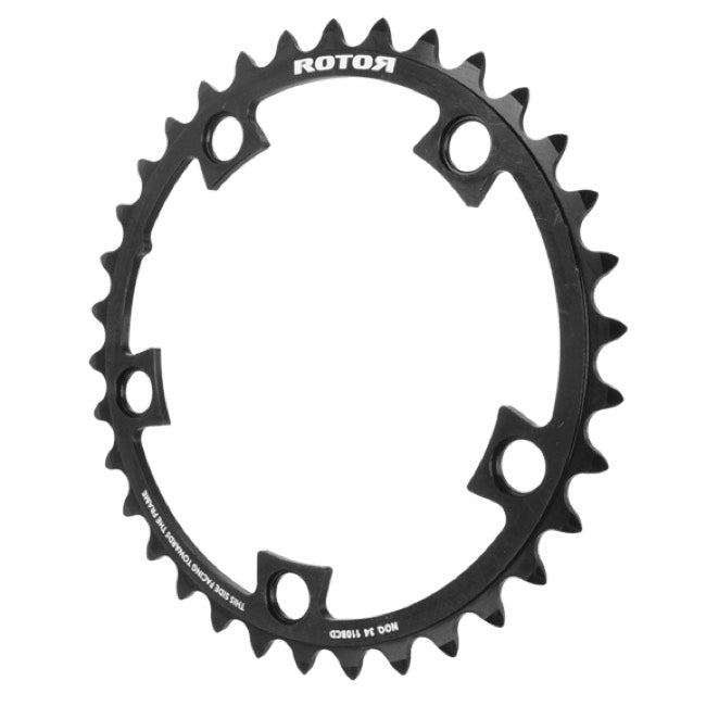 Rotor NoQ Round Chainring Black: 34T x 110 BCD 5 Bolt