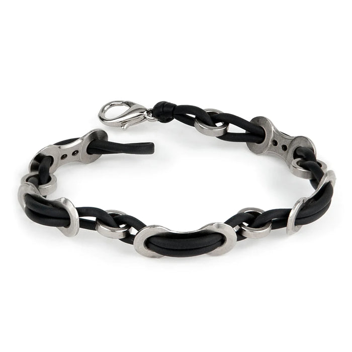 Athlete Inspired Cyclist Rubber Weaved Chain Bracelet 8"