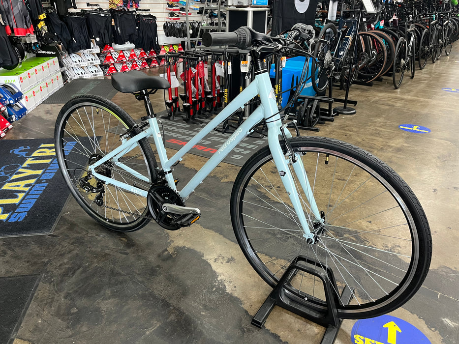 Retrospec Atlas Step-Thru Comfort Hybrid Bike Shimano Tourney - Crystal Blue 2022