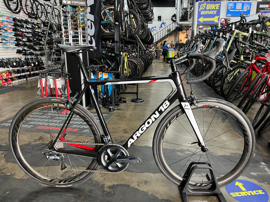 Argon 18 Gallium Pro Rim Shimano Ultegra 11 Speed w/ZIPP 303 Firecrest - Black/Speed White 2019 DEMO