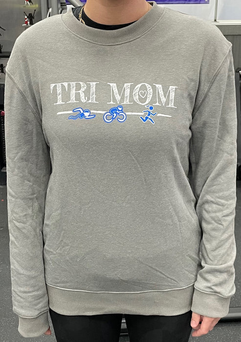 Playtri Women's Tri Mom Primease Crey Sweatshirt Gray Heather