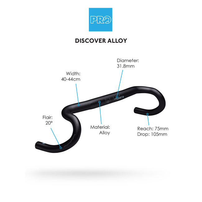 Pro Discover Alloy Handlebar 40cm 20 Degree Flare 31.8mm