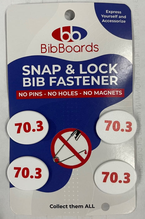 BibBoards Snap & Lock Race Number Bib Fastner 70.3 Red