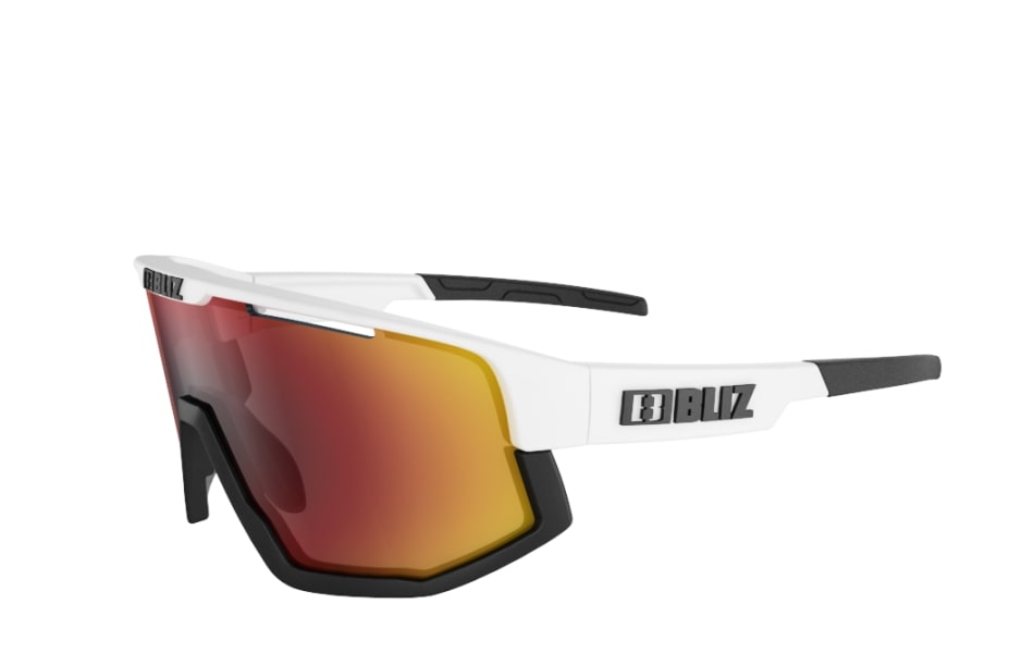 Bliz "Fusion" - Matte White Frame / Smoke with Red Multi Lens