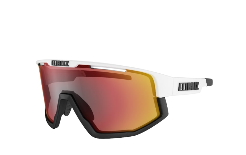 Bliz "Fusion" - Matte White Frame / Smoke with Red Multi Lens