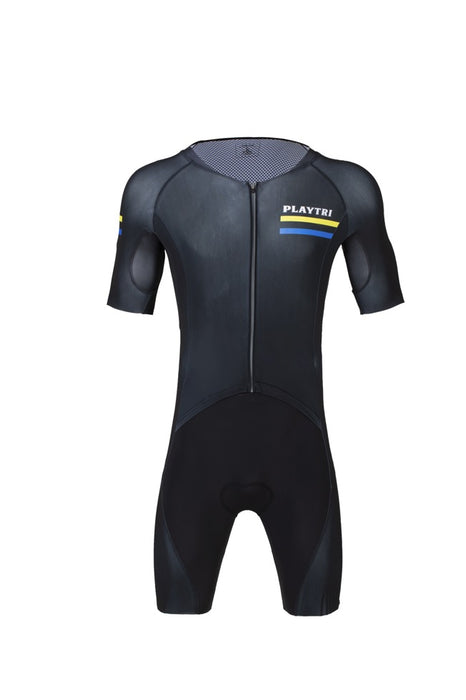 Playtri Men's Sleeved Tri Suit Black