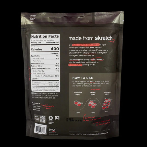 Skratch Labs Super-High Carb Drink Mix 8 Servings - Raspberry