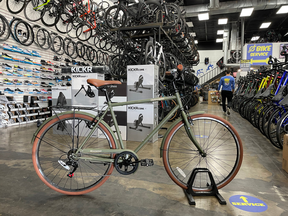 Retrospec Beaumont 7-Speed City Bike Shimano Tourney - Matte Olive Drab 2022