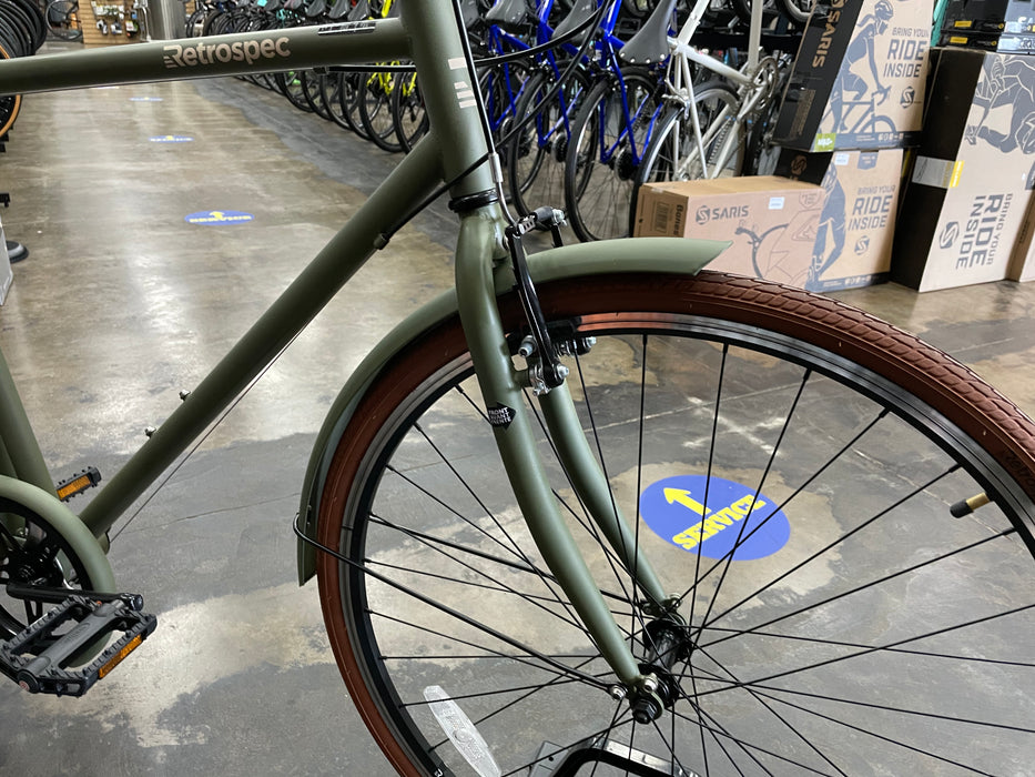 Retrospec Beaumont 7-Speed City Bike Shimano Tourney - Matte Olive Drab 2022