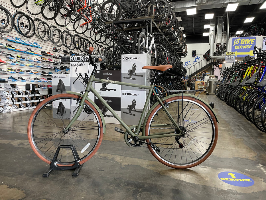 Retrospec Beaumont 7-Speed City Bike Shimano Tourney - Matte Olive Drab 2022