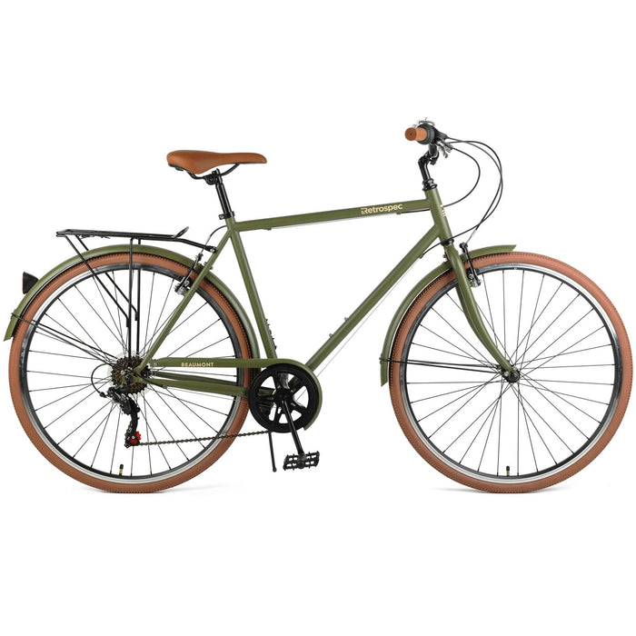 Retrospec Beaumont 7-Speed City Bike Shimano Tourney - Matte Olive Drab 2022