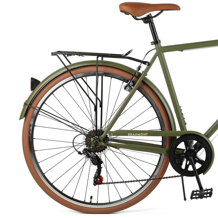 Retrospec Beaumont 7-Speed City Bike Shimano Tourney - Matte Olive Drab 2022