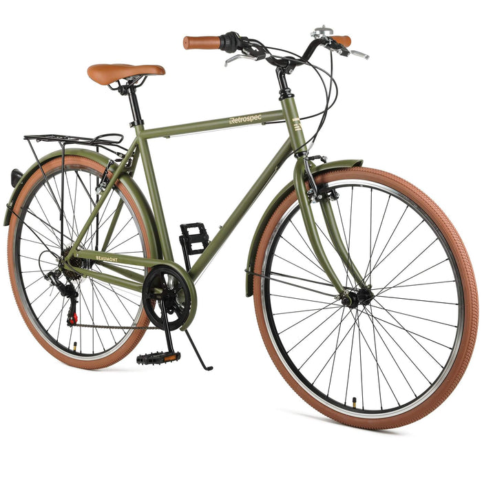 Retrospec Beaumont 7-Speed City Bike Shimano Tourney - Matte Olive Drab 2022