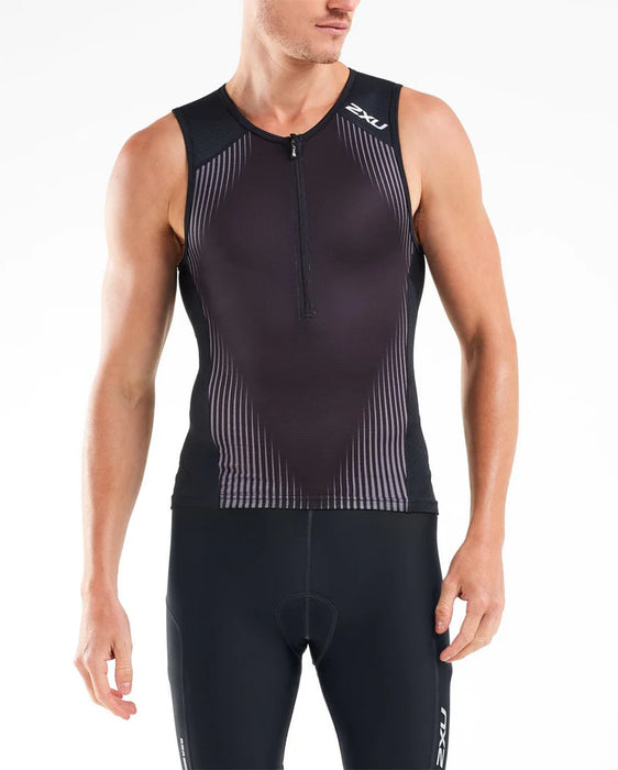 2XU Men's Perform Tri Singlet-Black/Shadow