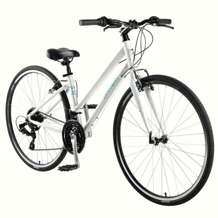 Retrospec Atlas Step-Thru Comfort Hybrid Bike - Matte White 2022