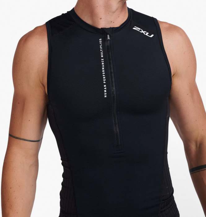 2XU Men's Aero Tri Singlet - Black/White