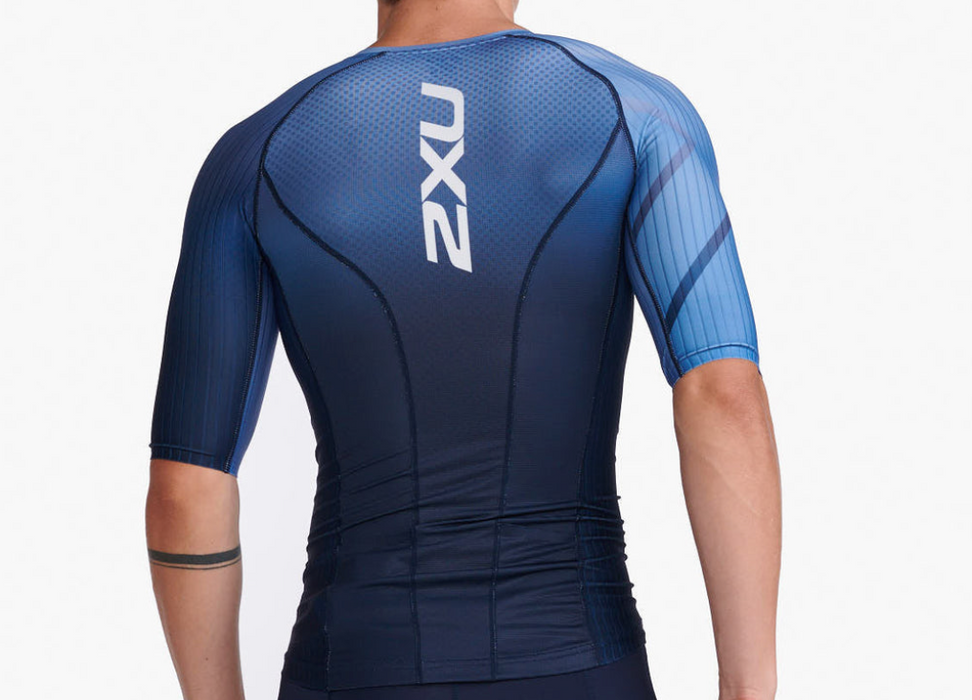 2XU Men's Aero Sleeved Tri Top - Midnight/Turmeric