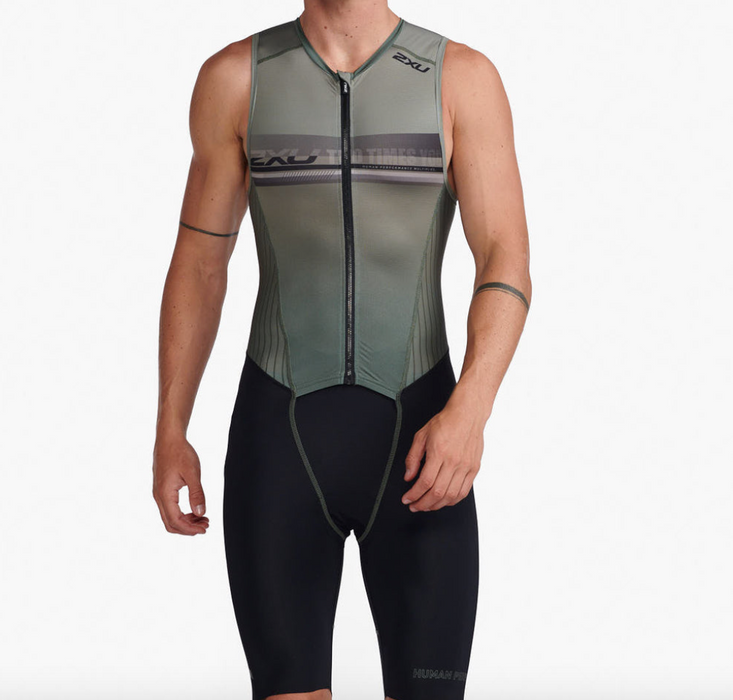 2XU Men's Aero Front Zip Trisuit - Alpine/Periscope