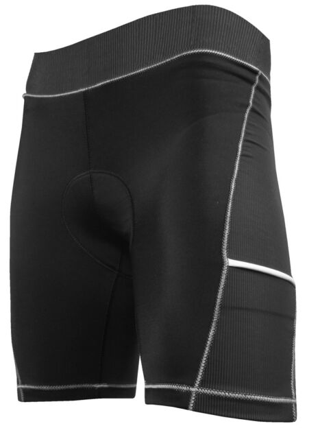 DeSoto Women's 400 Mile Bike Short (2/3 waist band) Black w/Silver Piping